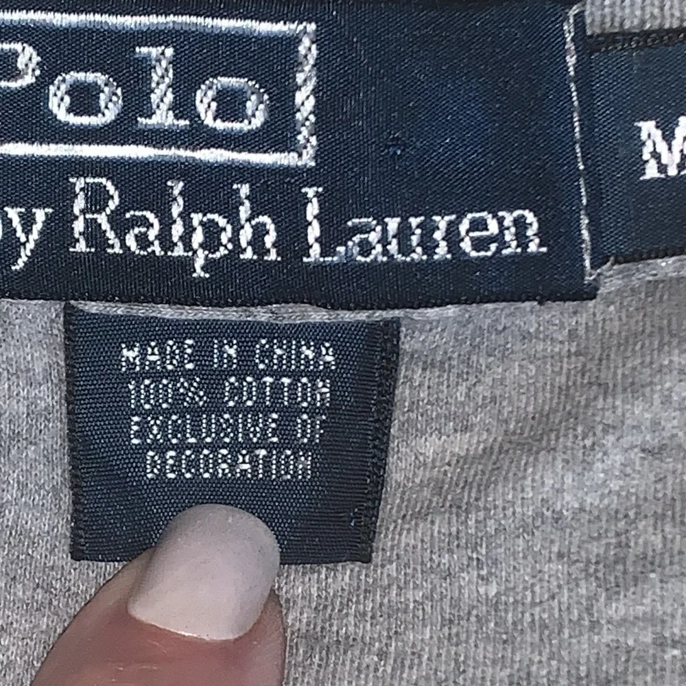 POLO RALPH LAUREN Polo Shirt M Gray Small Blue Pony Classic Cotton Two Button‎